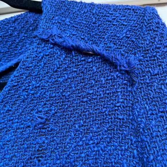 IRO Agnetay Royal Blue Tweed Boucle Cropped Zipper Jacket, Frayed Edge Detail, 2 - Picture 6 of 14